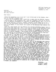 Letter to Bob Fabris from Michael Matte